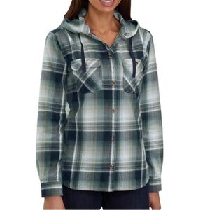 Carhartt Hooded Flannel Plaid Button Up Shirt Small